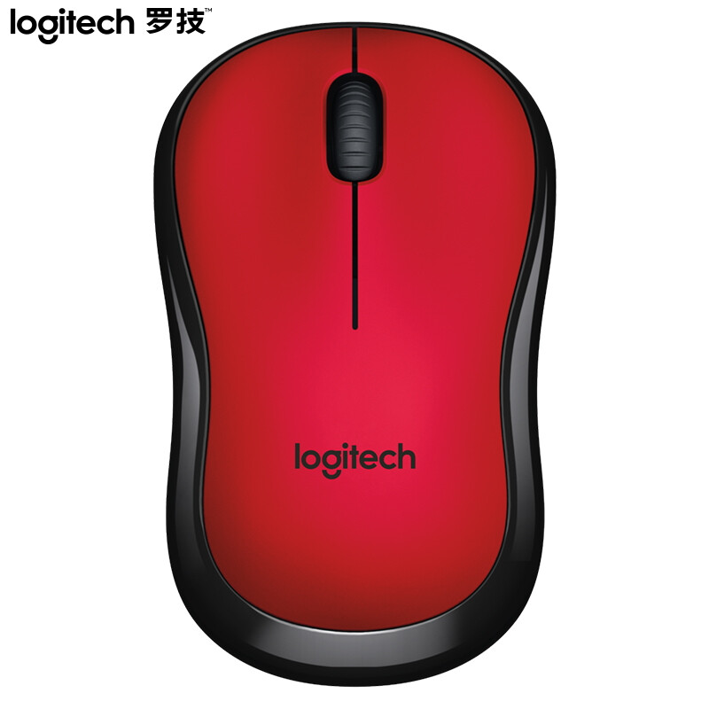 罗技（Logitech）M220 轻音鼠标 无线鼠标 办公鼠标 对称鼠标 带无线微型接收器 红黑色