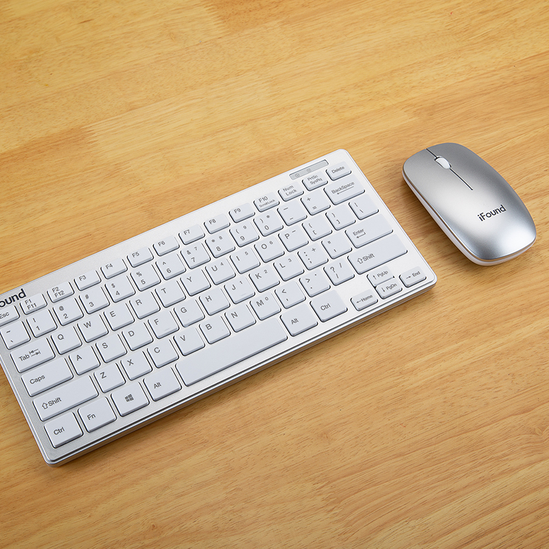 方正(iFound)W6226无线键盘鼠标套装 78键巧克力便携办公键盘超薄迷你无线小巧女生笔记本电脑键盘套装 银色