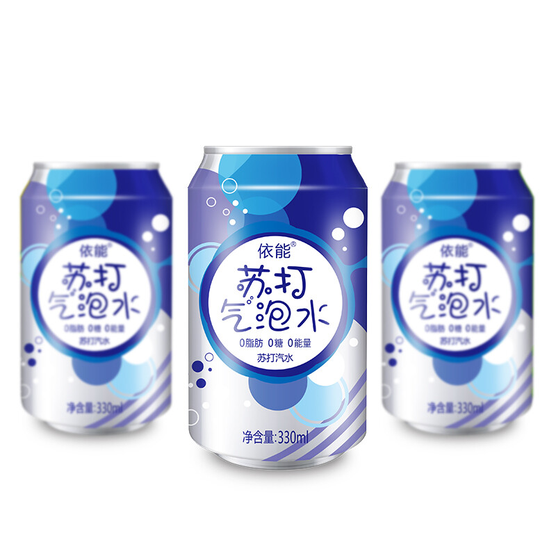 依能經(jīng)典原味 蘇打水汽水 無糖飲料 調(diào)酒氣泡水 0卡0能量飲品  330ml*24罐 整箱裝