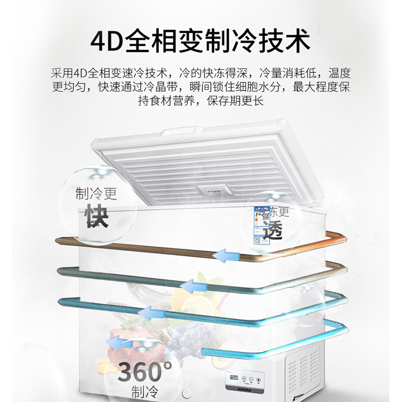 澳柯玛（AUCMA）202升冷柜 -36℃超低温冷柜 电脑控温  家用商用大容量顶开门冰柜 BC/BD-202DNE