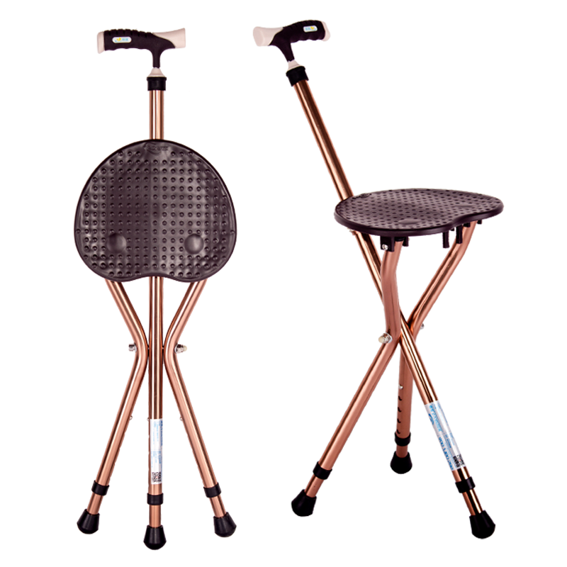 比较德国hoea老人拐杖座椅四角脚拐棍带凳子的手杖老年人轻便功能怎么