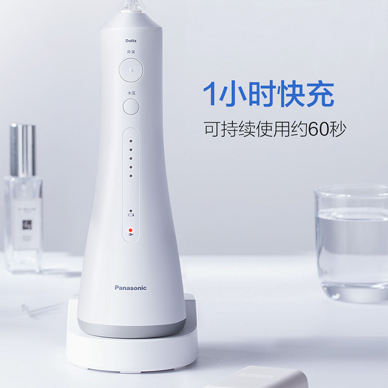 松下 (Panasonic)冲牙器 洗牙器 水牙线 牙齿清洁器 全身水洗防水洁牙器 超声波水流冲洗器 EW1511(白色）