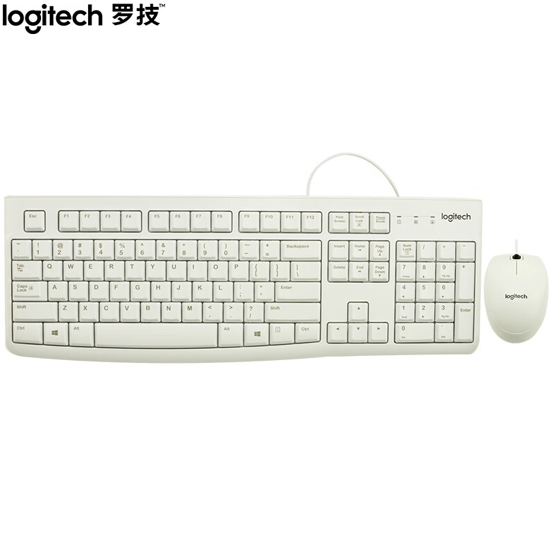 罗技（Logitech）MK120 键鼠套装 有线键鼠套装 办公键鼠套装 电脑键盘 笔记本键盘 联想全尺寸 白色