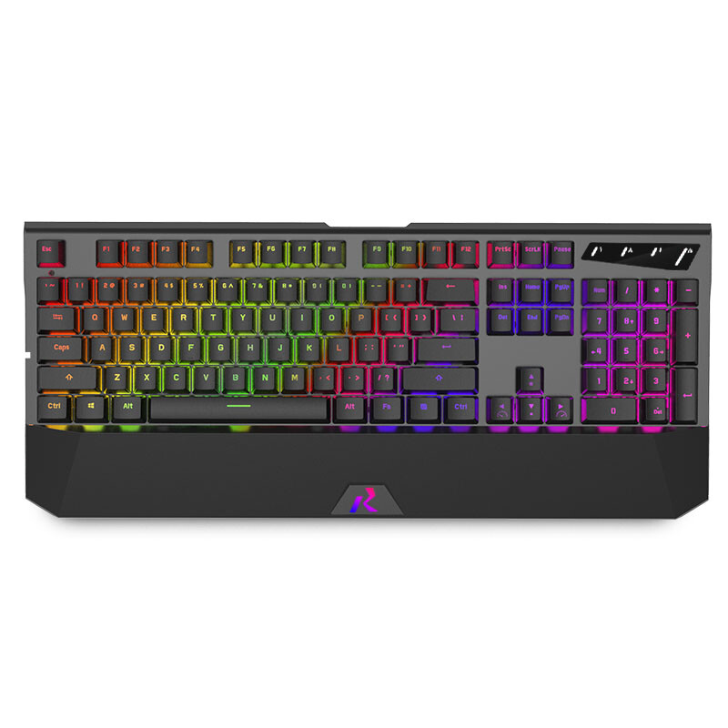 RK K956灵耀机械键盘有线游戏键盘104键LOL吃鸡键盘笔记本键盘大手托RGB背光键盘黑色青轴