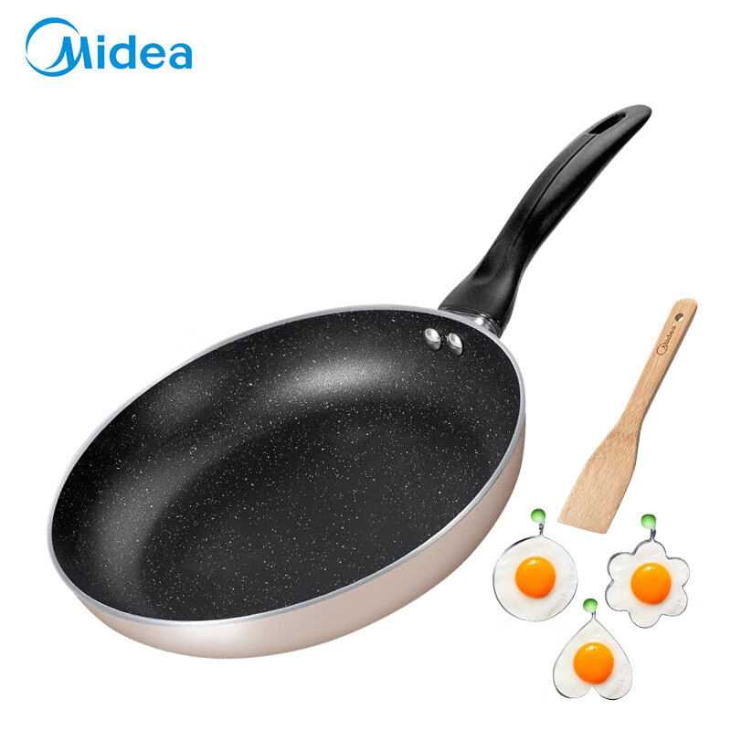 美的（Midea）喆物24CM平底锅不粘锅小牛排煎锅烙饼锅家用电磁炉燃气灶通用煎蛋神器24fry302