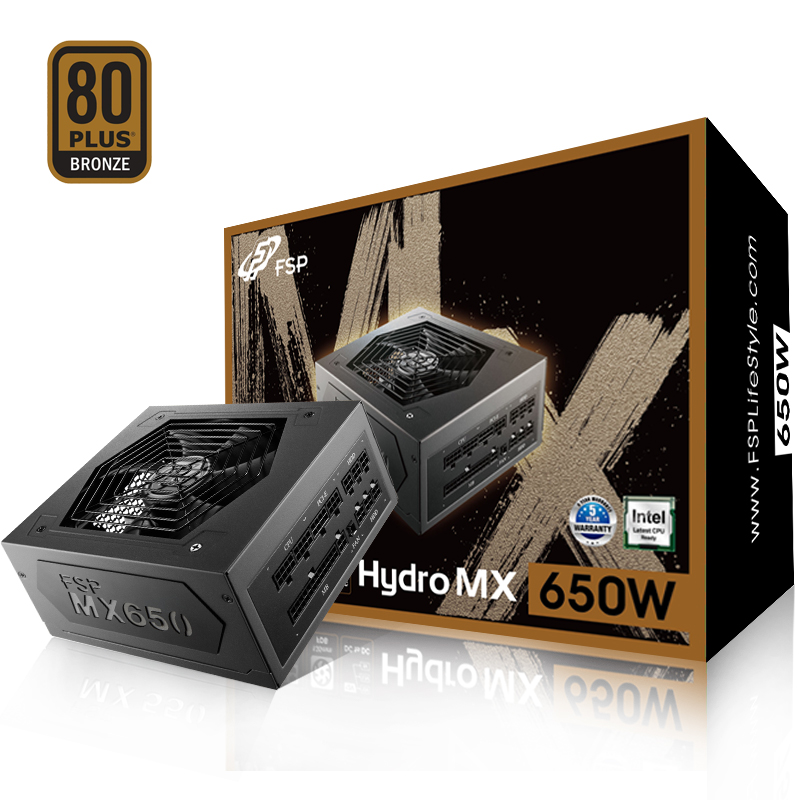全汉（FSP）额定650W Hydro MX650 电源（五年质保/铜牌认证/全模组/温控风扇）