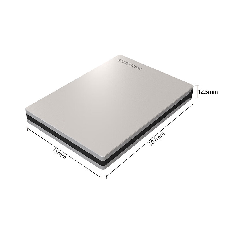 东芝(TOSHIBA) 1TB 移动硬盘 Slim系列 USB3.0 2.5英寸 银色 兼容Mac 金属超薄 密码保护 轻松备份 高速传输
