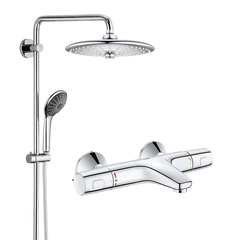 【官方旗舰】高仪（GROHE）德国进口淋浴花洒系统 260MM恒温冷触龙头套装 3式空气注入手持德国 恒温冷触带下出水（套餐一）+德国花洒