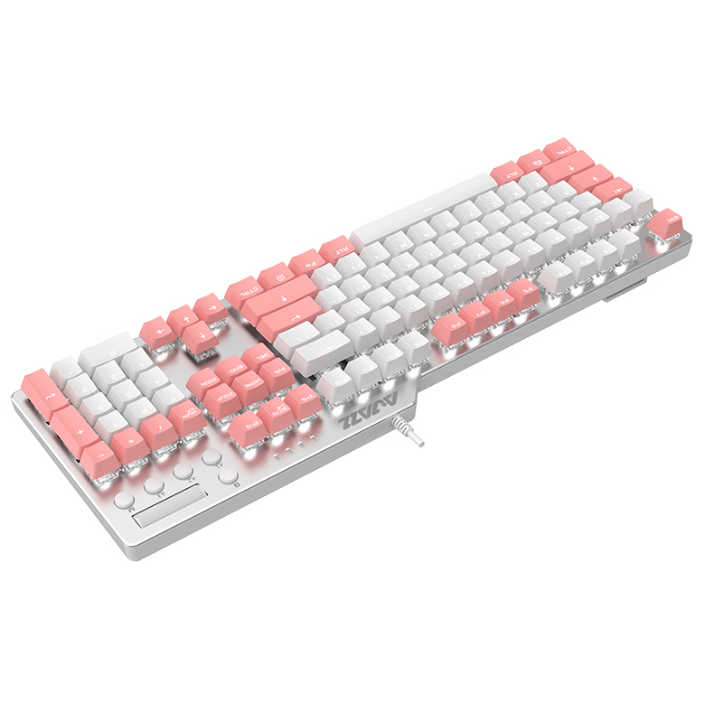 黑爵（AJAZZ）刺客Ⅱ合金机械键盘AK35i PBT版 粉白色 红轴 可爱女生 游戏 背光 办公 电脑 笔记本 吃鸡键盘