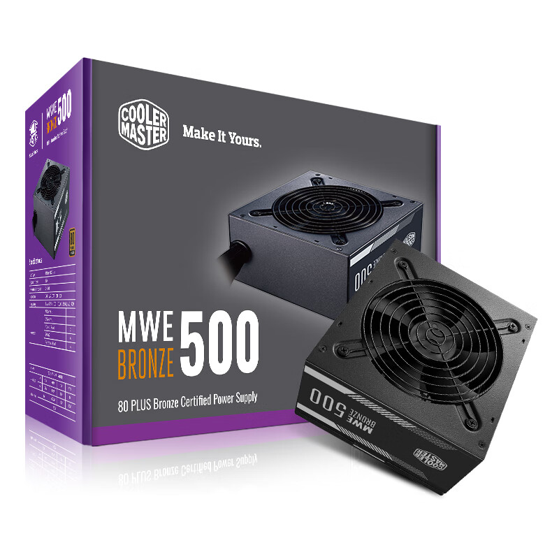 酷冷至尊(CoolerMaster)额定500W MWE500机箱电源(80PLUS铜牌/DCtoDC架构/降噪风扇/台式机电源)