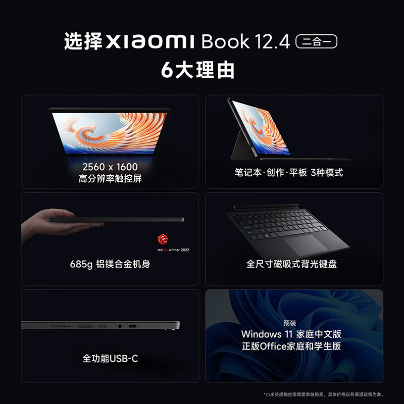 小米Xiaomi Book 12.4 二合一平板电脑怎么样？评价如何？