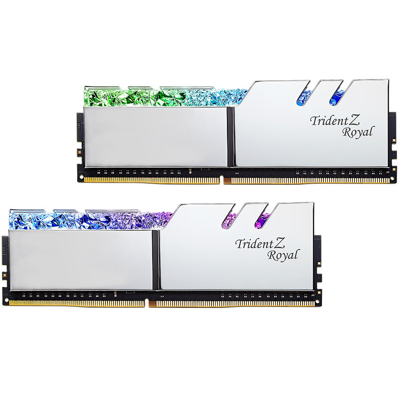 芝奇（G.SKILL）32GB(16G×2)套裝 DDR4 3200頻率 臺(tái)式機(jī)內(nèi)存條 皇家戟RGB燈條/(花耀銀)