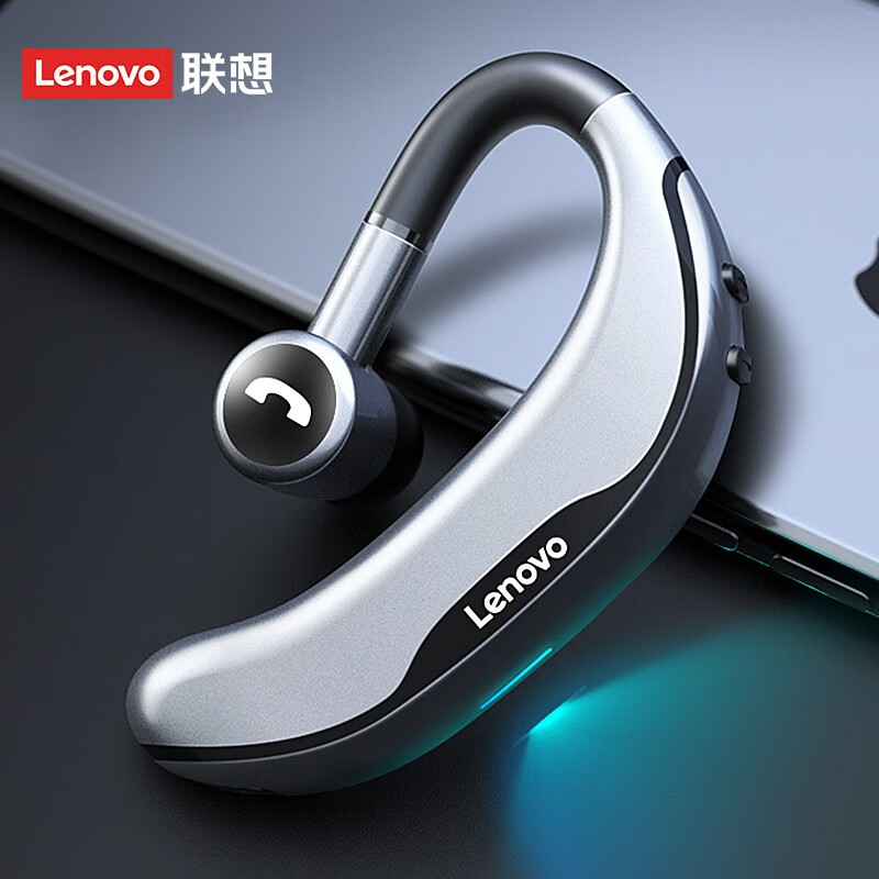 联想(Lenovo) BH1铁灰色 无线蓝牙耳机 商务单耳入耳式挂耳式运动跑步开车通话耳机 通用华为苹果手机