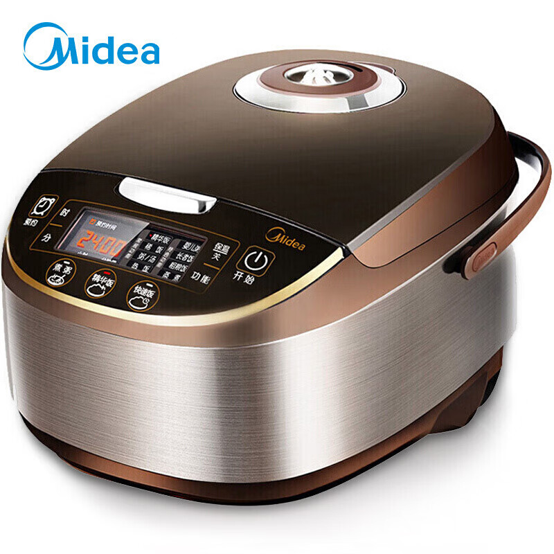 美的（Midea）電飯煲家用電飯鍋氣動渦輪防溢金屬機身圓灶釜內(nèi)膽4L可預(yù)約（3-5人用餐） 5L黃晶內(nèi)膽