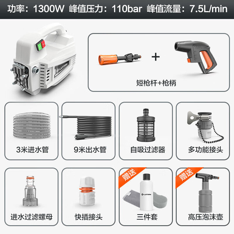 綠田 LUTIAN 家用洗車機高壓清洗機洗車神器洗車水槍感應電機洗車泵 蛟龍D4 220V汽車用品摩托車