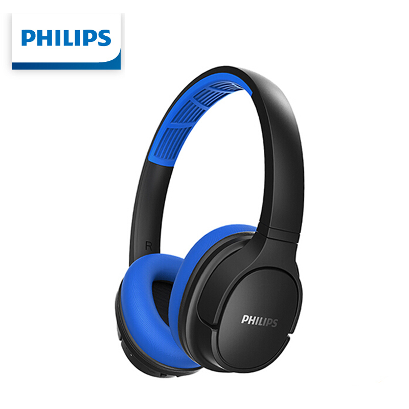 飞利浦/PHILIPS SH402蓝 无线蓝牙耳机 防滑头戴式防水运动耳机 透气冷却耳罩 震撼音质 苹果安卓手机通用