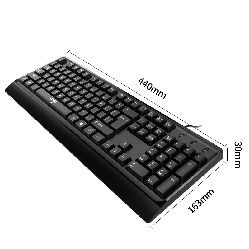 爱国者(aigo) K100黑色 键盘 有线键盘 办公键盘 104键键盘 防溅水 笔记本外接台式机键盘 黑色
