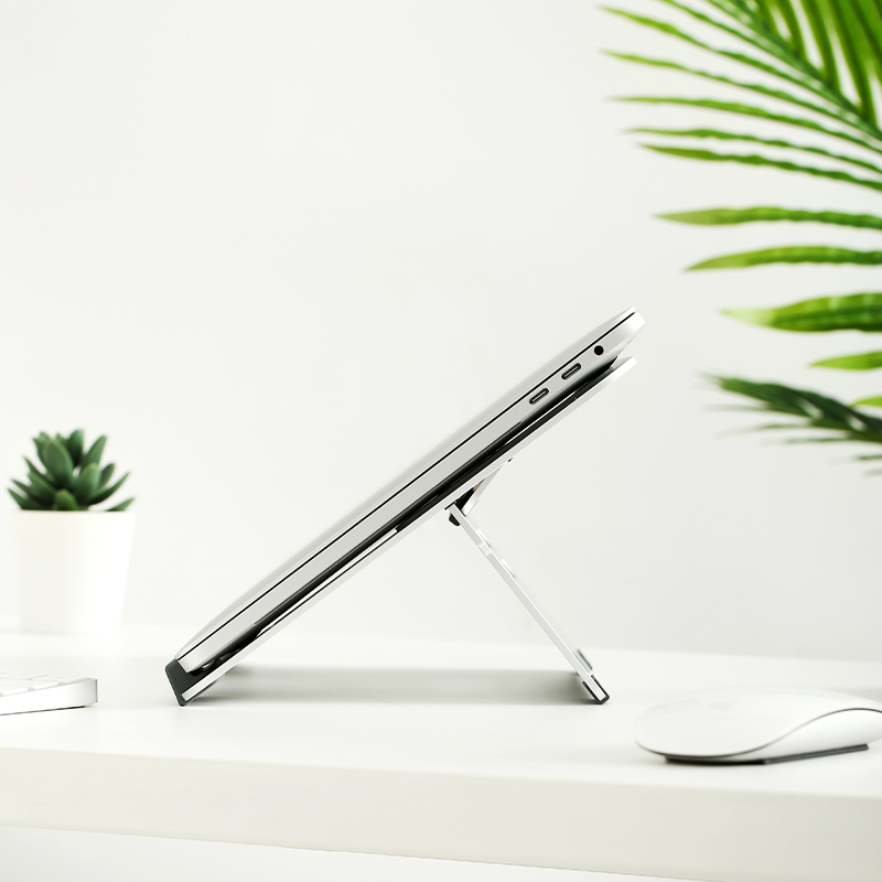 京东京造 铝合金折叠电脑IPAD支架散热支架 Macbook苹果电脑支架 银色 适用于联想苹果小米笔记本9.7~14英寸