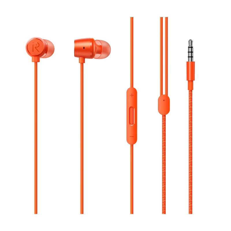 realme 真我原耳耳机 三键线控带麦磁吸 低音增强入耳式 耳机 苹果荣耀小米通用 橙色