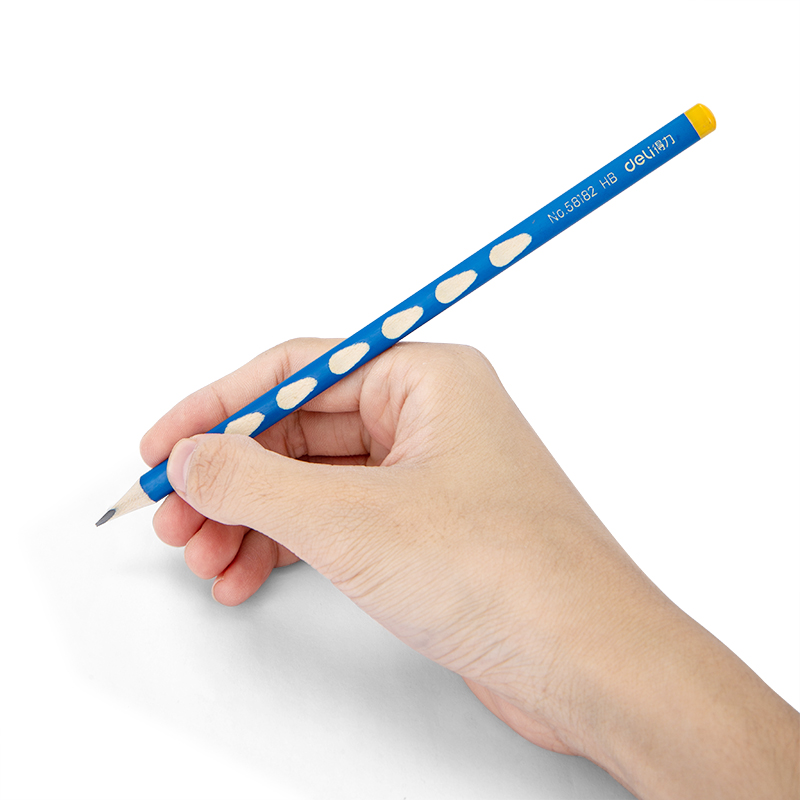 得力(deli)洞洞笔铅笔 12支HB铅笔三角杆易抓握 儿童矫姿铅笔 学生练字笔58182