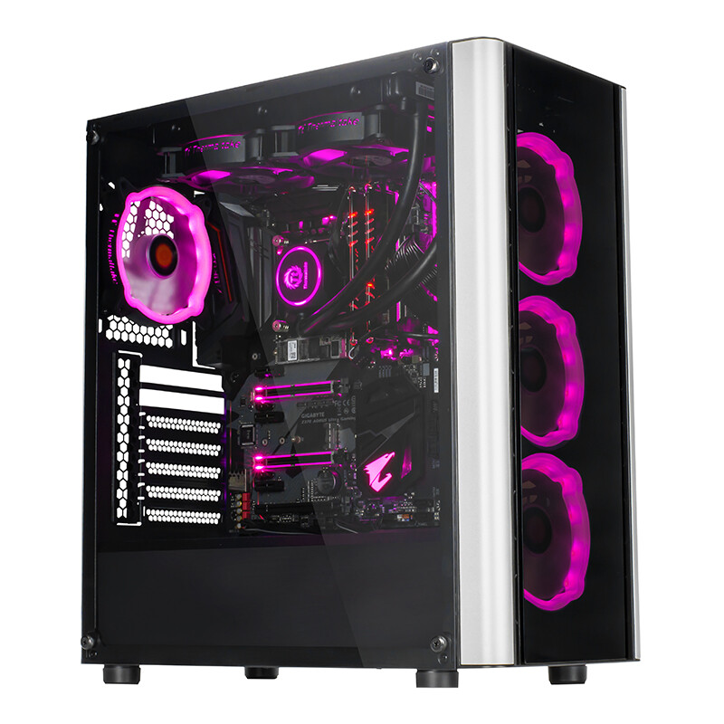 Tt（Thermaltake）启航者L20 黑色 机箱水冷电脑主机（4*RGB风扇/2*钢化玻璃/兼容ATX/独立电源仓/U3）