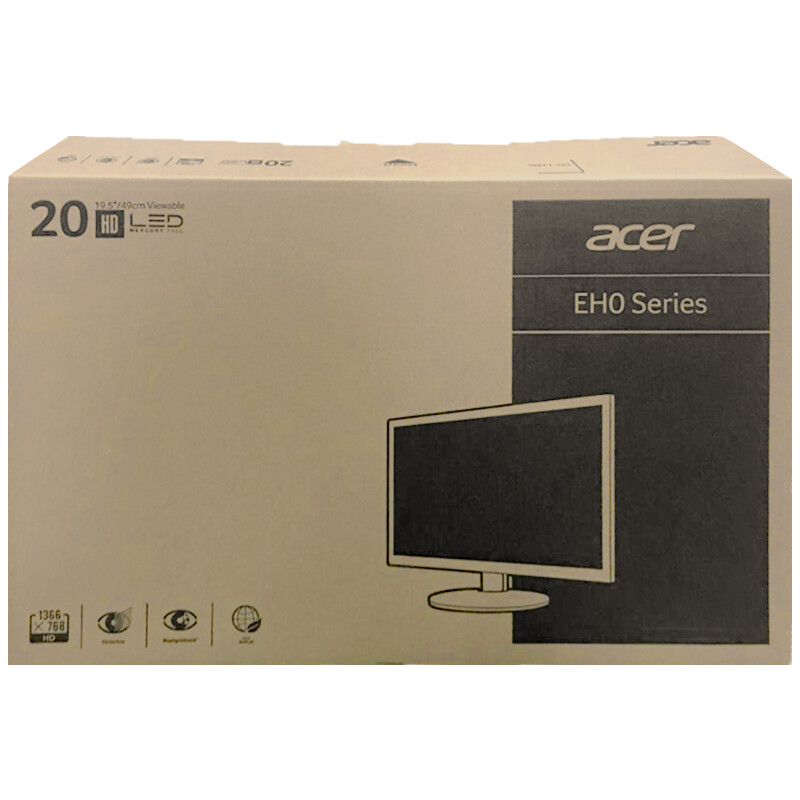 宏碁（Acer）19.5英寸 VGA/HDMI双接口 商用/家用 可壁挂小尺寸  液晶显示器 显示屏EH200Q bi
