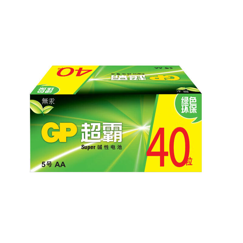 超霸（GP）5号碱性电池干电池40节装 适用于照相机/鼠标/玩具/剃须刀/门铃/医疗仪器/电动工具 AALR6