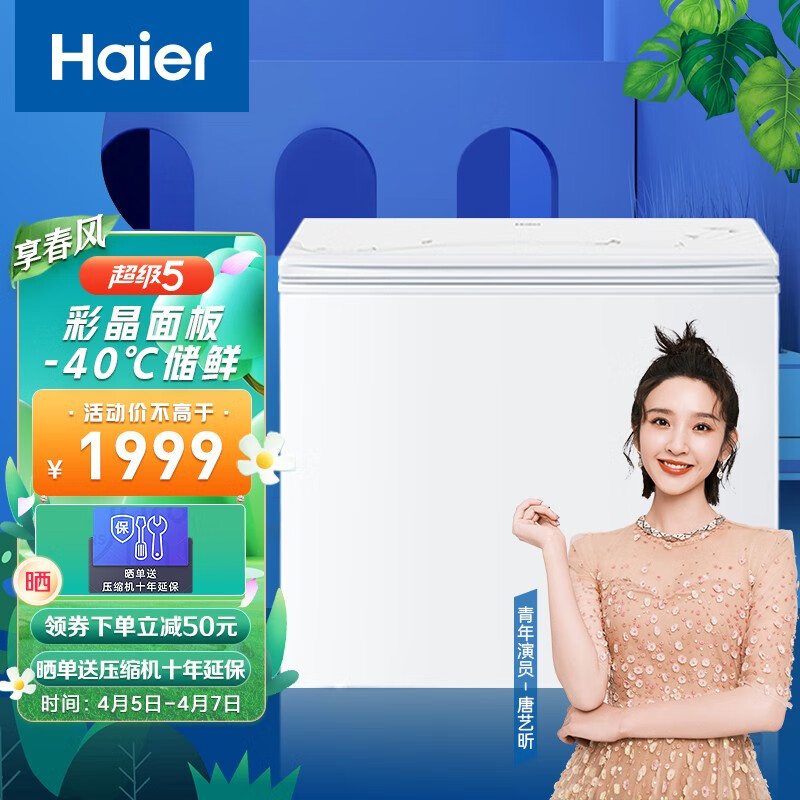 海尔（Haier）200升-40℃细胞级冷冻柜低霜商用家用冰柜  冷藏冷冻转换冰箱小冷柜BC/BD-200HEF