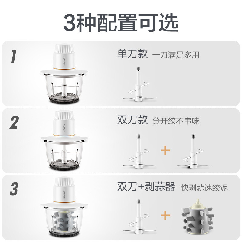 蘇泊爾（SUPOR）絞肉機家用電動 多功能料理機 絞餡機碎肉打肉機切菜攪拌機快速剝蒜器JR10SU-300