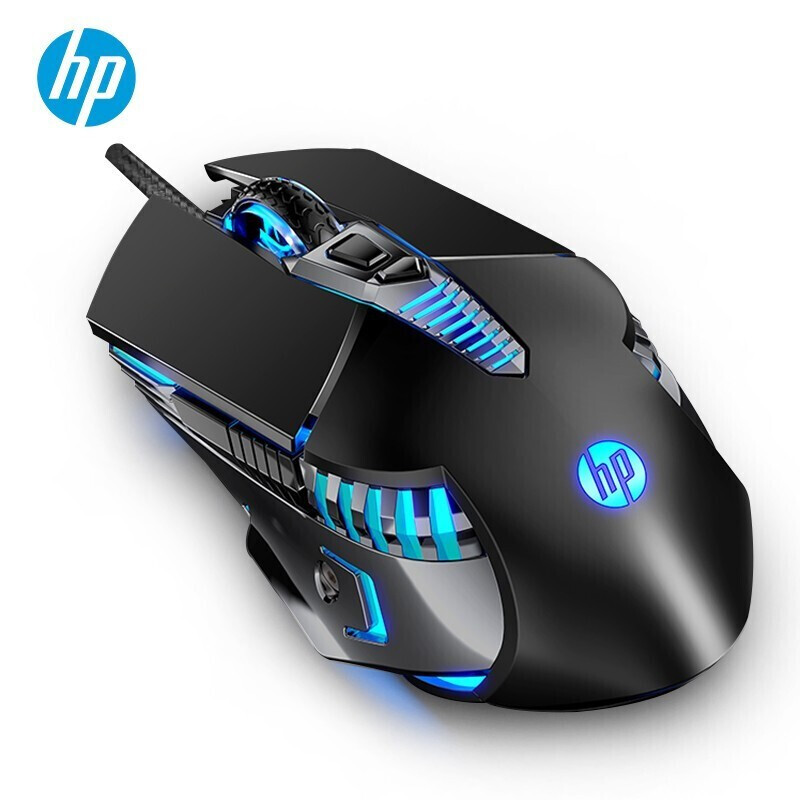 惠普（HP）G160有线鼠标游戏鼠标电竞机械鼠标家用笔记本电脑鼠标全键宏编程 G160-黑色（静音版）