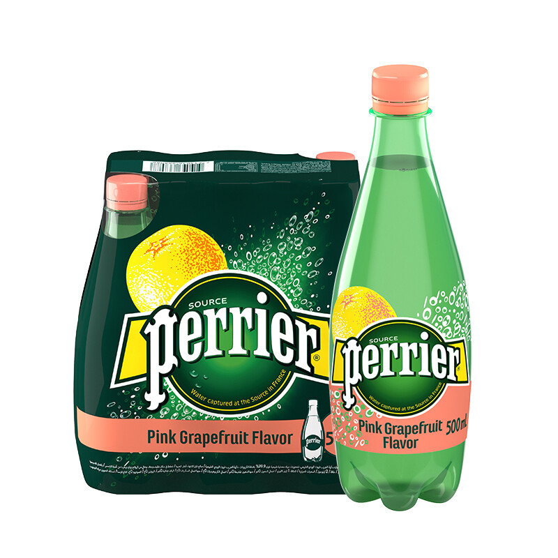 爆料巴黎水(perrier )法国原装进口 西柚味气泡矿泉水 500ml24瓶 大