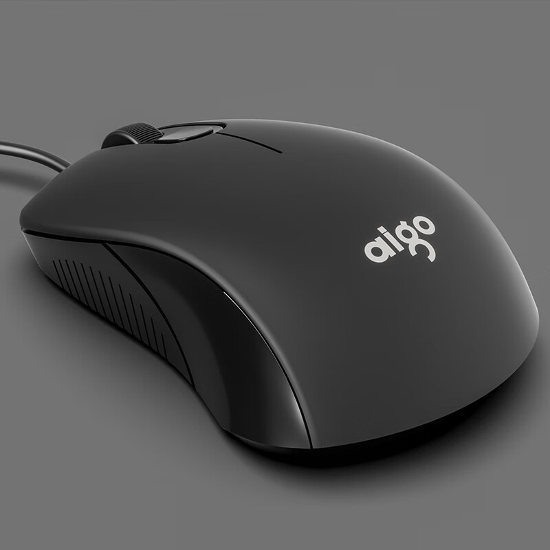 爱国者(aigo)Q21黑色4D版 有线办公鼠标 轻音鼠标 商务办公经典对称有线USB接口即插即用 黑色