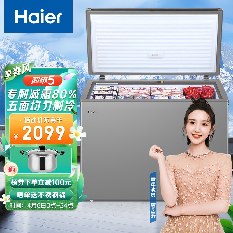 海尔（Haier）306升-35℃低霜冷冻柜家用商用冰柜  电脑控温冷藏冷冻转换冰箱大冷柜BC/BD-306HED 