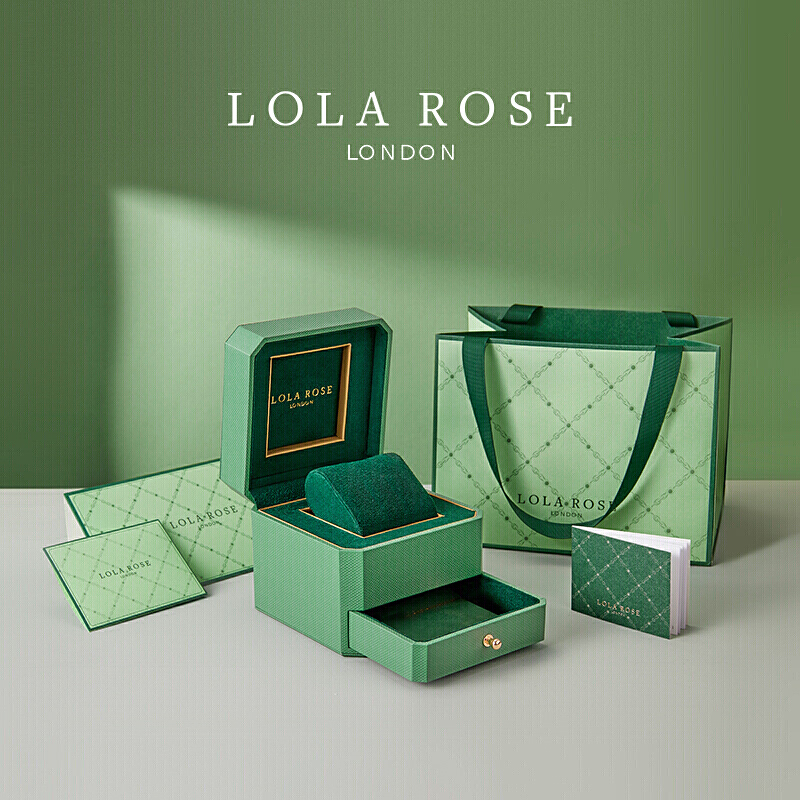 Lola Rose手表女英国时尚防水石英女士手表方形小绿表礼物