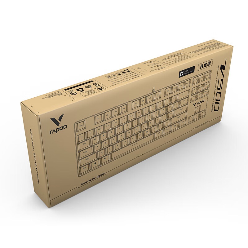 雷柏（Rapoo） V500合金版 机械键盘 有线键盘 游戏键盘 87键 吃鸡键盘 电脑键盘 笔记本键盘 黑色 黑轴