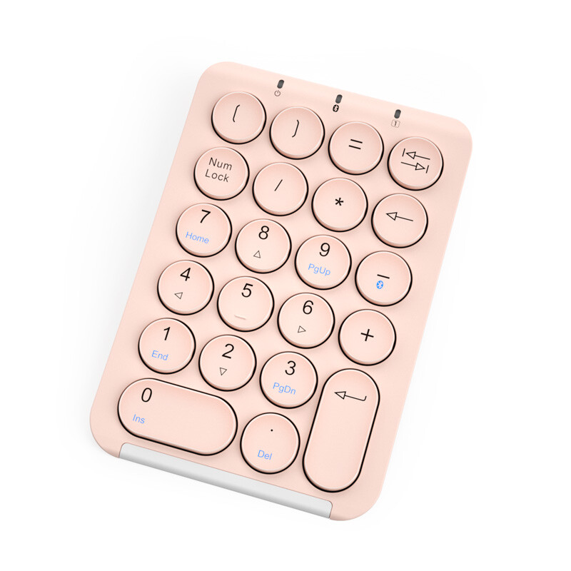 航世（BOW）HB159 蓝牙数字小键盘 迷你键盘 复古圆帽 笔记本台式通用键盘 可充电蓝牙键盘 粉色