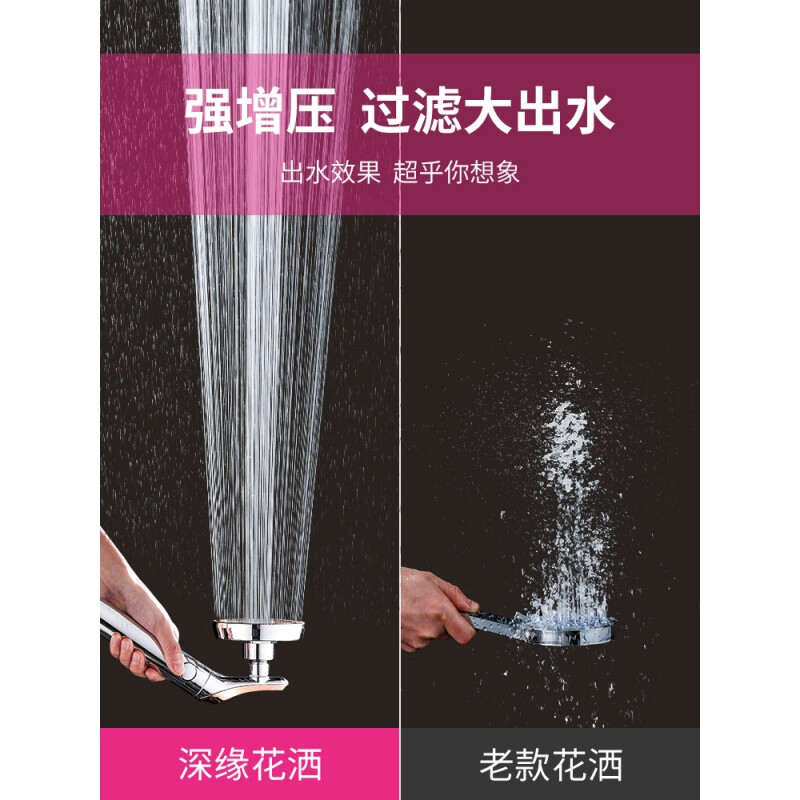 家韵过滤增压花洒喷头淋浴大出水加压日本浴室淋雨器花酒高压洗澡套装 【JD快递大出水】韩式银花洒