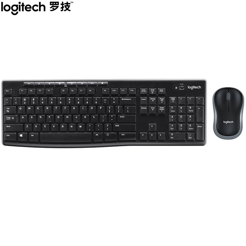 羅技（Logitech）MK270 無線鍵鼠套裝 游戲辦公鍵鼠套裝 全尺寸 帶無線2.4G接收器 黑色