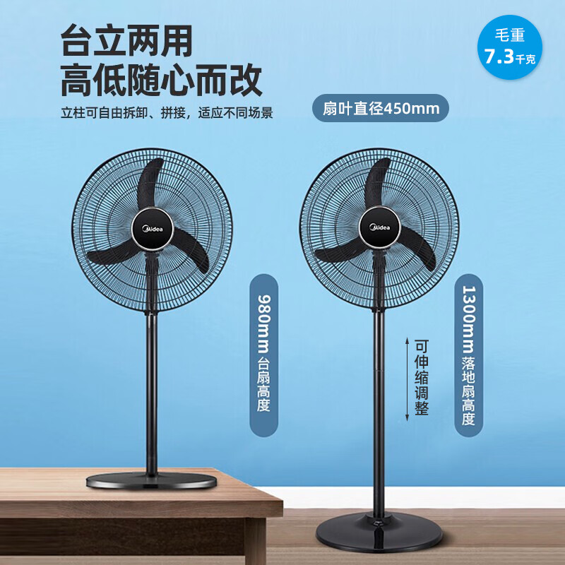 美的（Midea）工業(yè)電風(fēng)扇大功率工廠車間商用牛角扇立式落地扇強(qiáng)力大風(fēng)力網(wǎng)吧空氣循環(huán)扇 FS45-20C