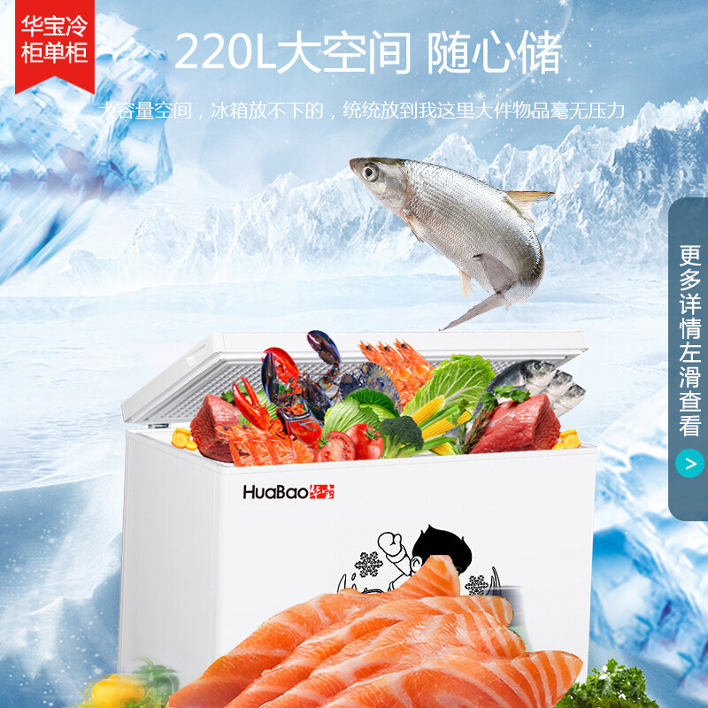 华宝 HUABAO 220升家用商用冰柜 冷藏冷冻转换冰箱冷冻柜冷柜