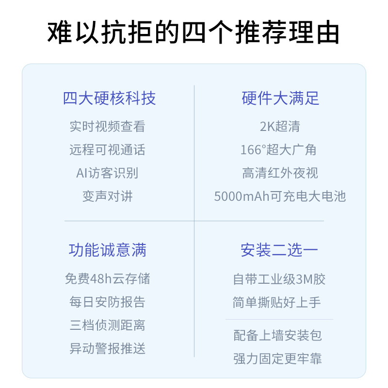 360 可視門鈴5 Pro攝像頭家用監(jiān)控攝像頭智能攝像機 2K智能門鈴電子貓眼 無線wifi 300W超清夜視AR1C