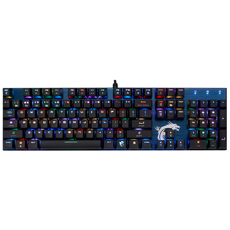 微星（MSI）GK50 机械键盘 青轴 有线 游戏办公键盘 104键 RGB键盘 吃鸡键盘 深海蓝