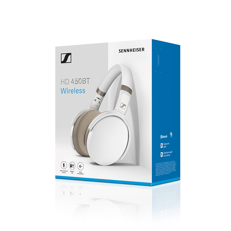 森海塞尔 Sennheiser HD 450BT 蓝牙降噪耳机 支持蓝牙5.0技术 白色