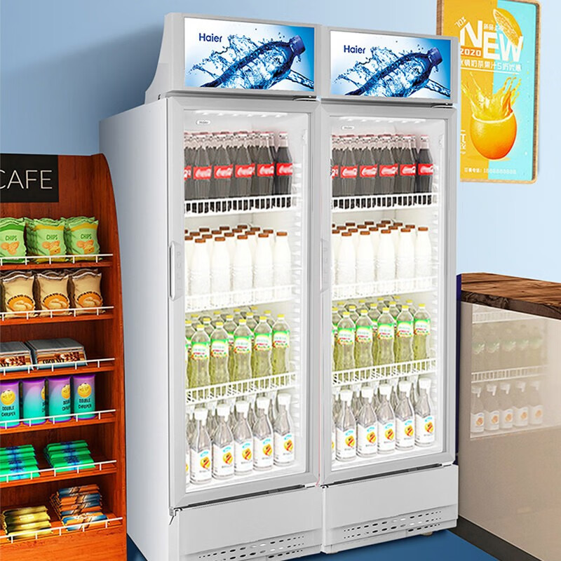 海尔冰柜商用立式展示柜冷藏保鲜水果饮料蛋糕酸奶冷柜 320升 可拆卸灯箱丨SC-328DS