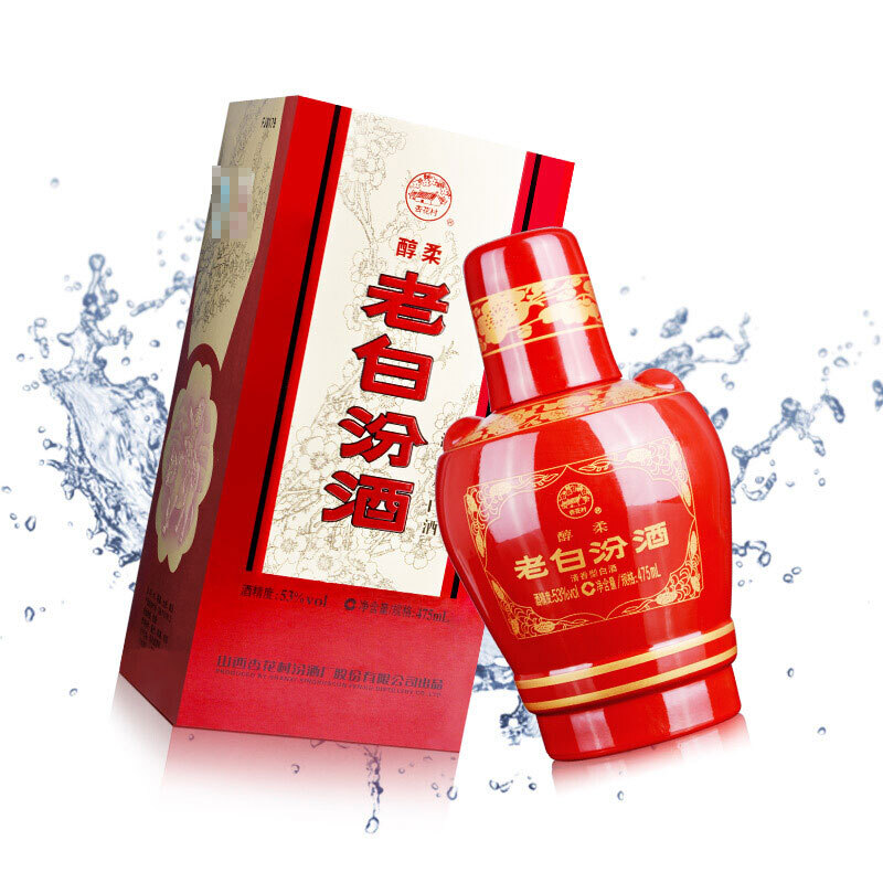 汾酒白酒老白汾醇柔清香型高度白酒53度475ml2件
