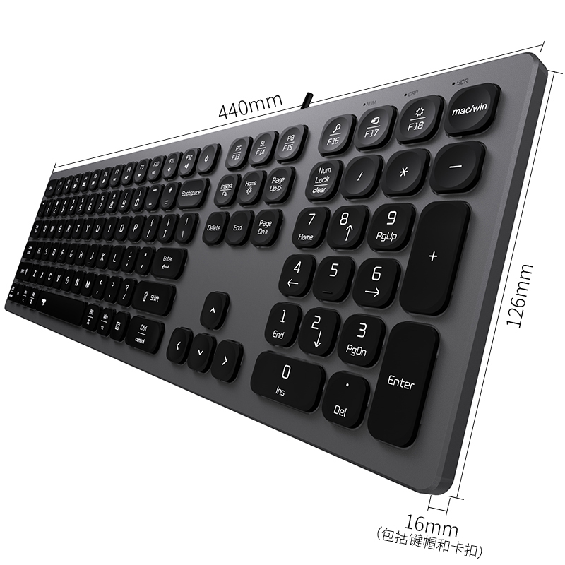 爱国者(aigo) V800钛灰键盘 有线键盘 双系统低音键盘 适配苹果Mac RGB光 超薄铝合金 苹果笔记本电脑 钛灰