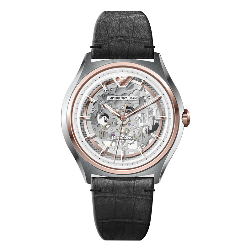 阿玛尼 （Emporio Armani）手表 经典皮带休闲镂空潮流时尚商务男士机械腕表 AR60018