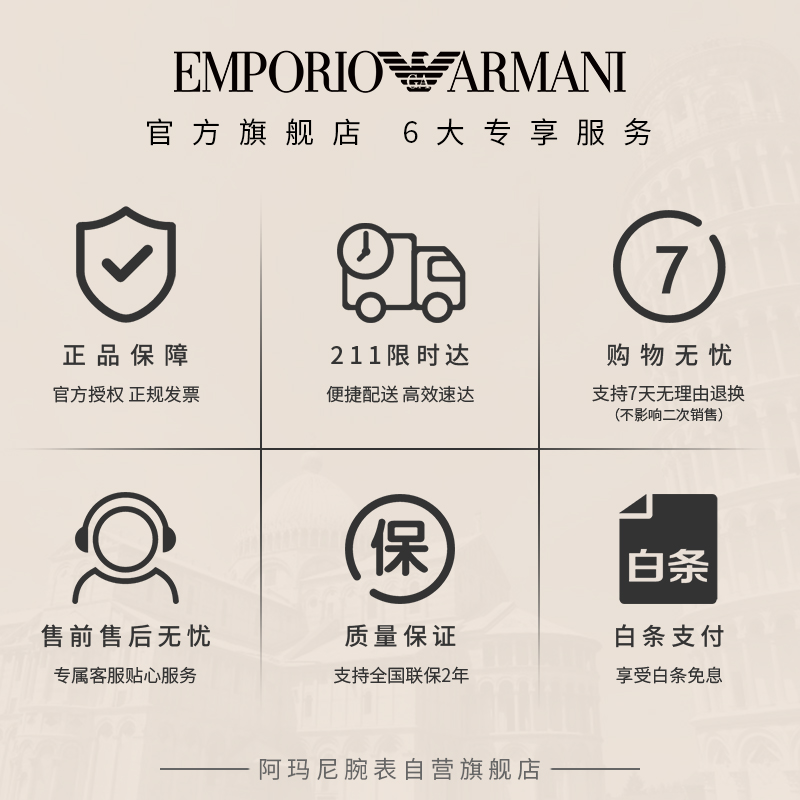 阿玛尼（Emporio Armani)手表男 商务时尚钢带黑盘日历石英非机械男士腕表 AR1614