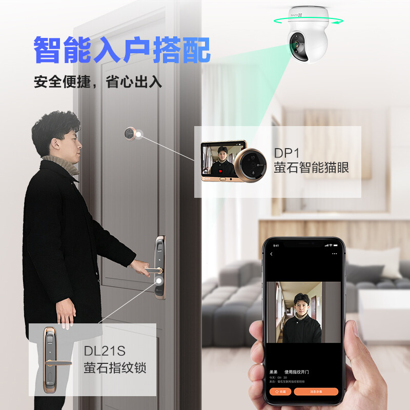 螢石（EZVIZ）CP1云臺(tái)網(wǎng)絡(luò)攝像機(jī) 高清wifi家用安防監(jiān)控?cái)z像頭 雙向語(yǔ)音 水平全景 人形追蹤