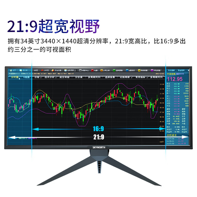 创维（Skyworth）34英寸 WQHD 21:9带鱼屏 100Hz FreeSync 快拆升降支架 HDR 游戏电竞电脑显示器 (F34G1Q)